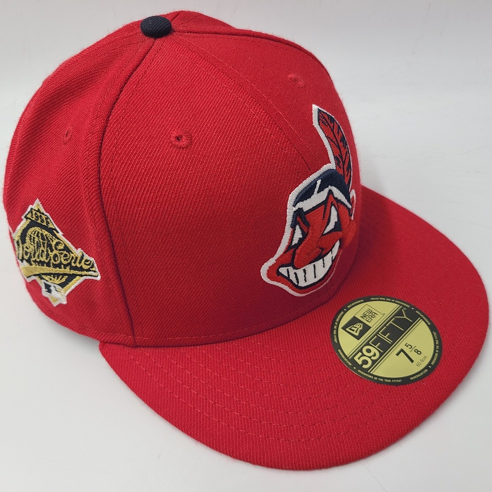 Cleveland Indians Hat Fitted 7 5/8 New Era 59Fifty Chief Wahoo 1995 World Series